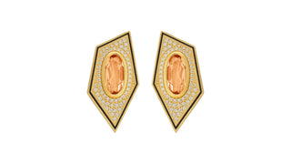 Lab diamonds and peach morganite earrings
