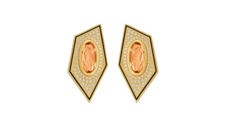 Lab diamonds and peach morganite earrings