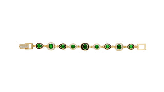 Lab diamonds, cushion and pear emerald bracelet