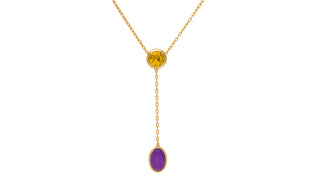 lab diamond lab-created Purple amethyst, Spessartite garnet pendant necklace