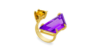 lab-created Purple amethyst, Spessartite garnet ring