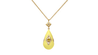 yellow sapphires lab sapphire and lab diamond pendant necklace