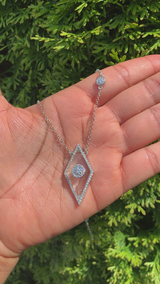 Rock crystal and lab diamond pendant necklace