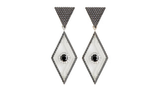 Rock crystal and black lab diamond earrings
