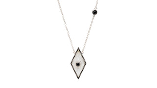 Rock crystal and black lab diamond pendant necklace