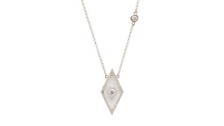 Rock crystal and lab diamond pendant necklace