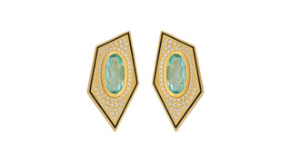 Lab diamonds and sky blue topaz earrings