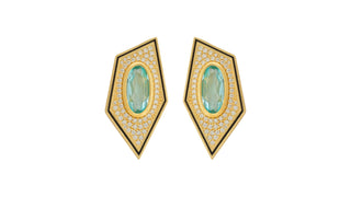 Lab diamonds and sky blue topaz earrings